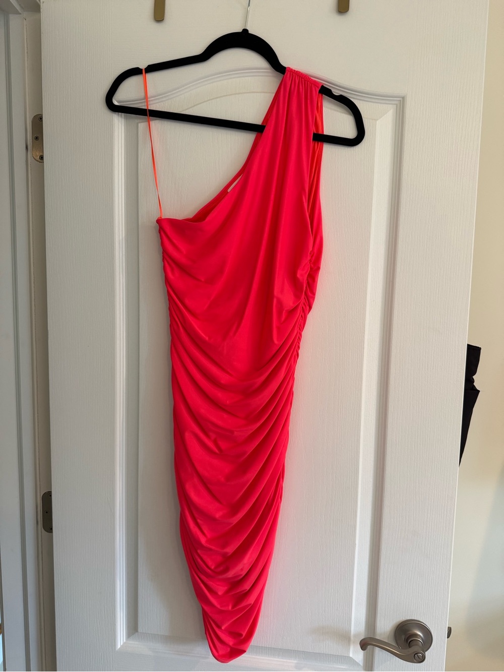 Good American One-Shoulder Neon Pink Ruched Bodycon Dress